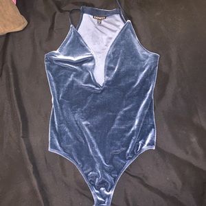 Express velvet blue body suit bodysuit small